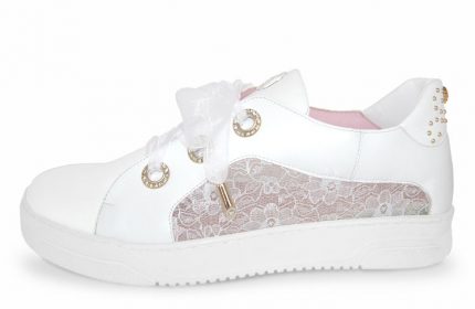 3alcubo Nova sneakers de piel con encaje para mujer. Zapatillas elegantes para novia. Zapatillas personalizadas blancas, negras y en color.