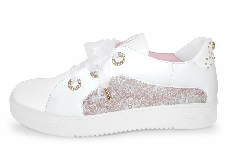 3alcubo Nova sneakers de piel con encaje para mujer. Zapatillas elegantes para novia. Zapatillas personalizadas blancas, negras y en color.